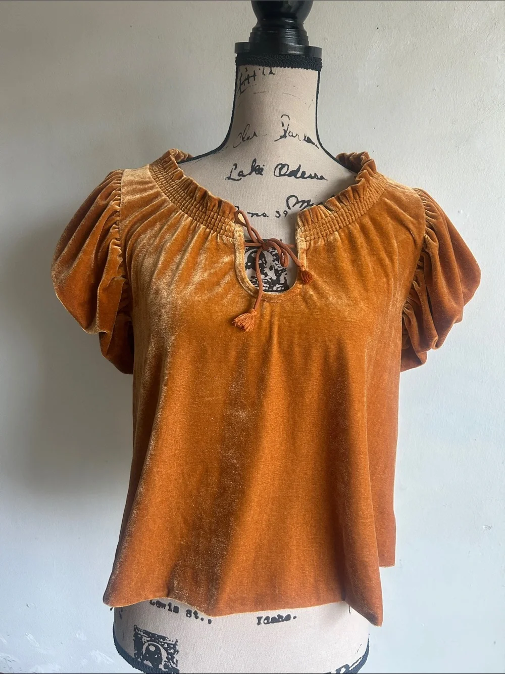 Free People Terese Velvet Boho Top Size Small